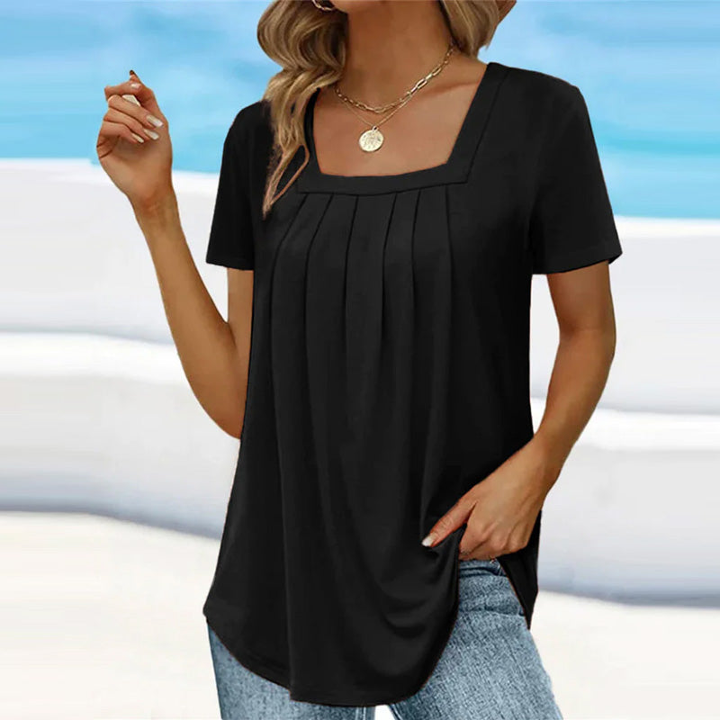 Seraphine | Women's Square Neck Pleated Blouse