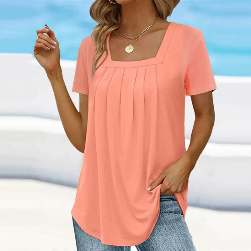 Seraphine | Women's Square Neck Pleated Blouse