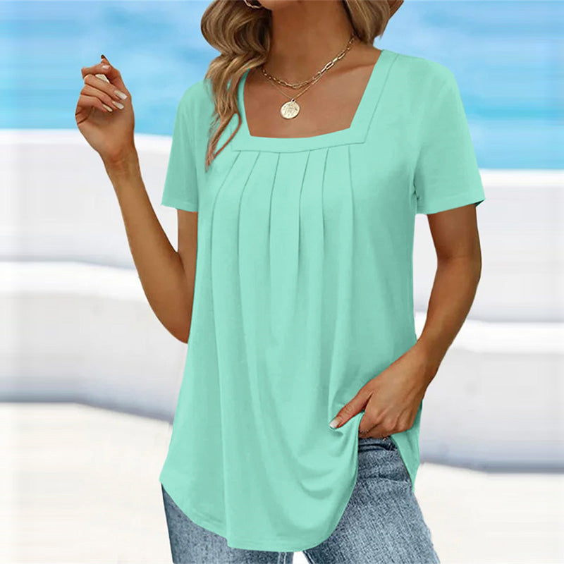 Seraphine | Women's Square Neck Pleated Blouse