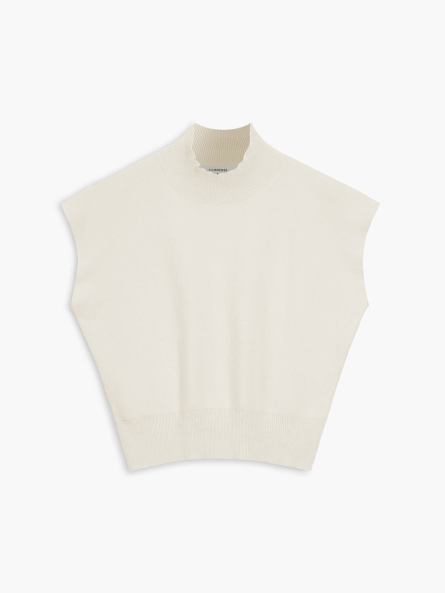 Seren | Women's Mock Neck Sleeveless Padded Shoulder Top