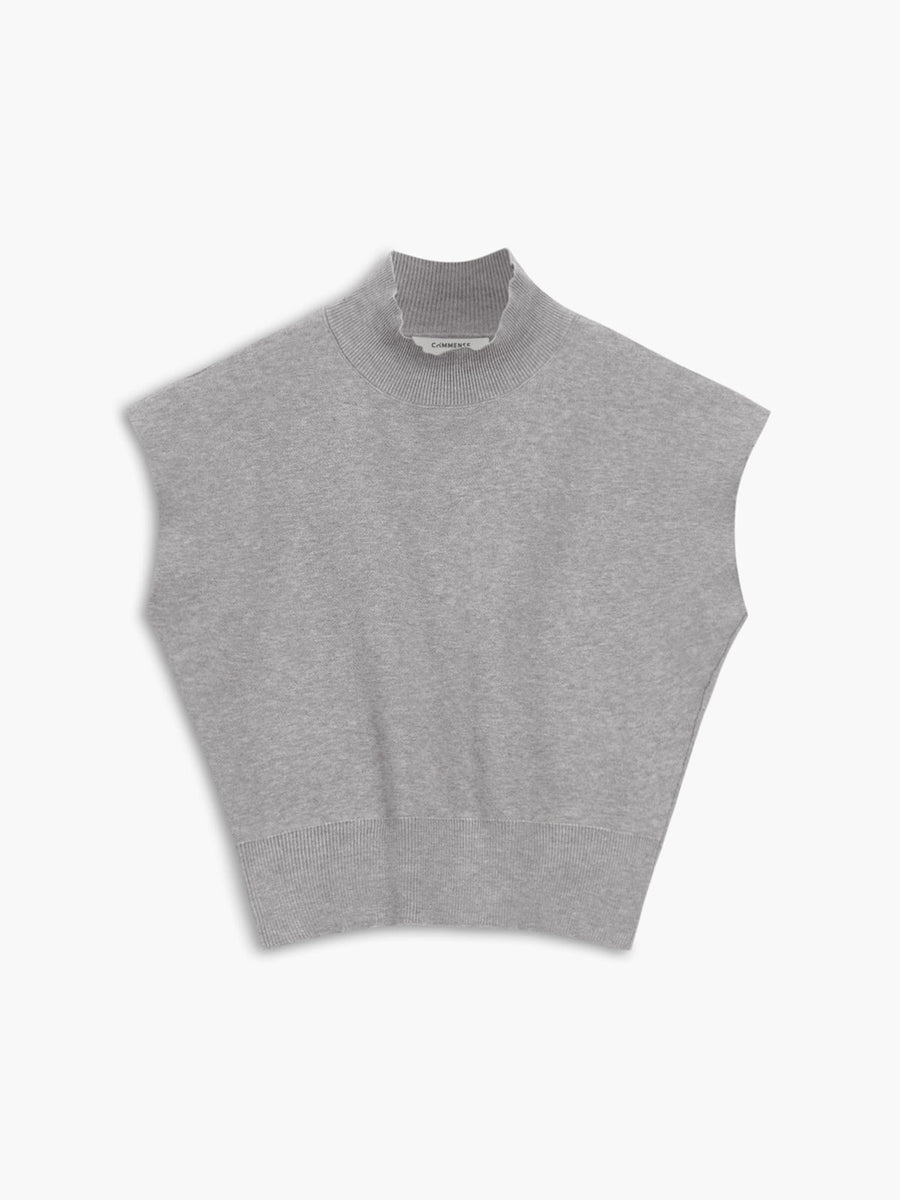 Seren | Women's Mock Neck Sleeveless Padded Shoulder Top