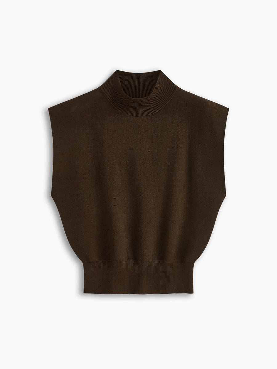 Seren | Women's Mock Neck Sleeveless Padded Shoulder Top