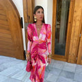 Serenata | Women's Floral Wrap Maxi Dress Long Sleeve