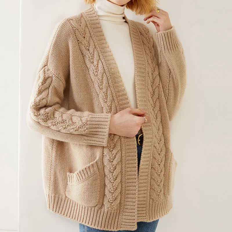 Serenella | Women's Cable Knit Long Sleeve Cardigan