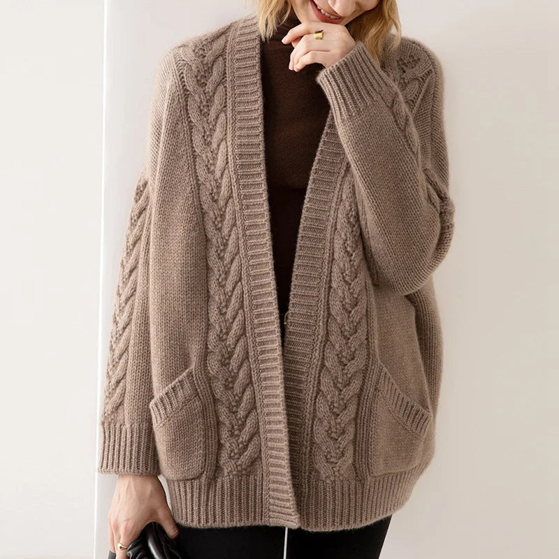Serenella | Women's Cable Knit Long Sleeve Cardigan