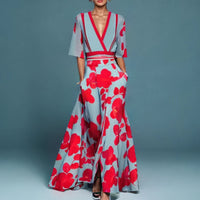 Serenella | Women's Floral V-Neck Maxi Dress