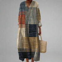 Serenity | Women's Patchwork Geometric V-Neck Maxi Dress