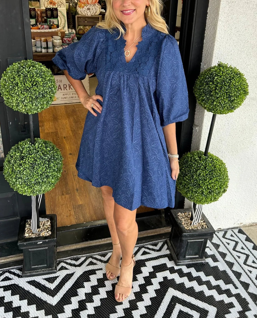 Serenity | Women's V-Neck Puff Sleeve Mini Dress
