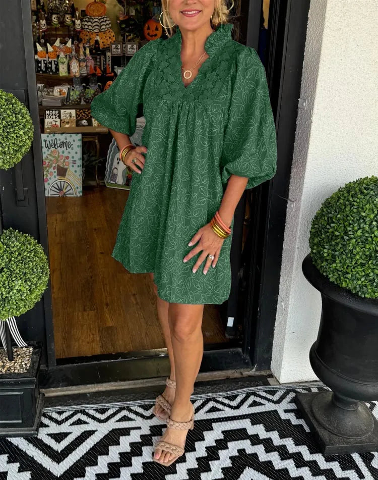 Serenity | Women's V-Neck Puff Sleeve Mini Dress