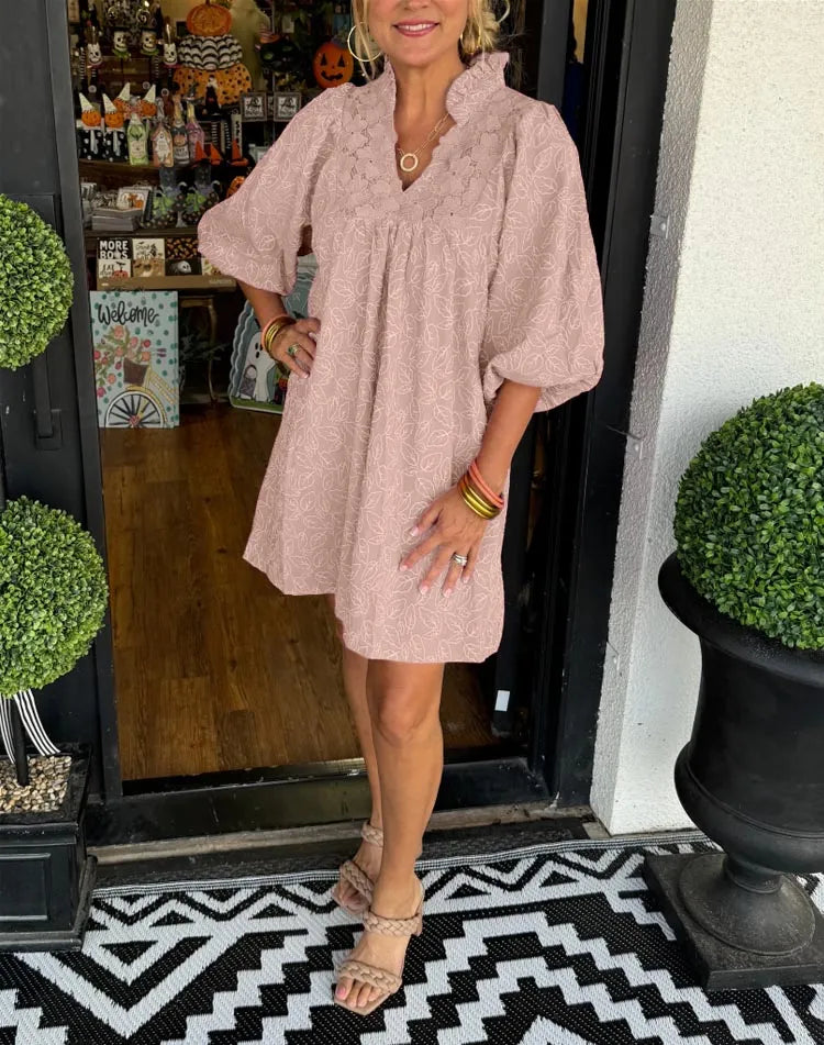 Serenity | Women's V-Neck Puff Sleeve Mini Dress