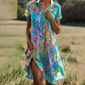 Chloe | Women's Boho Printed Short Sleeve Midi Dress
