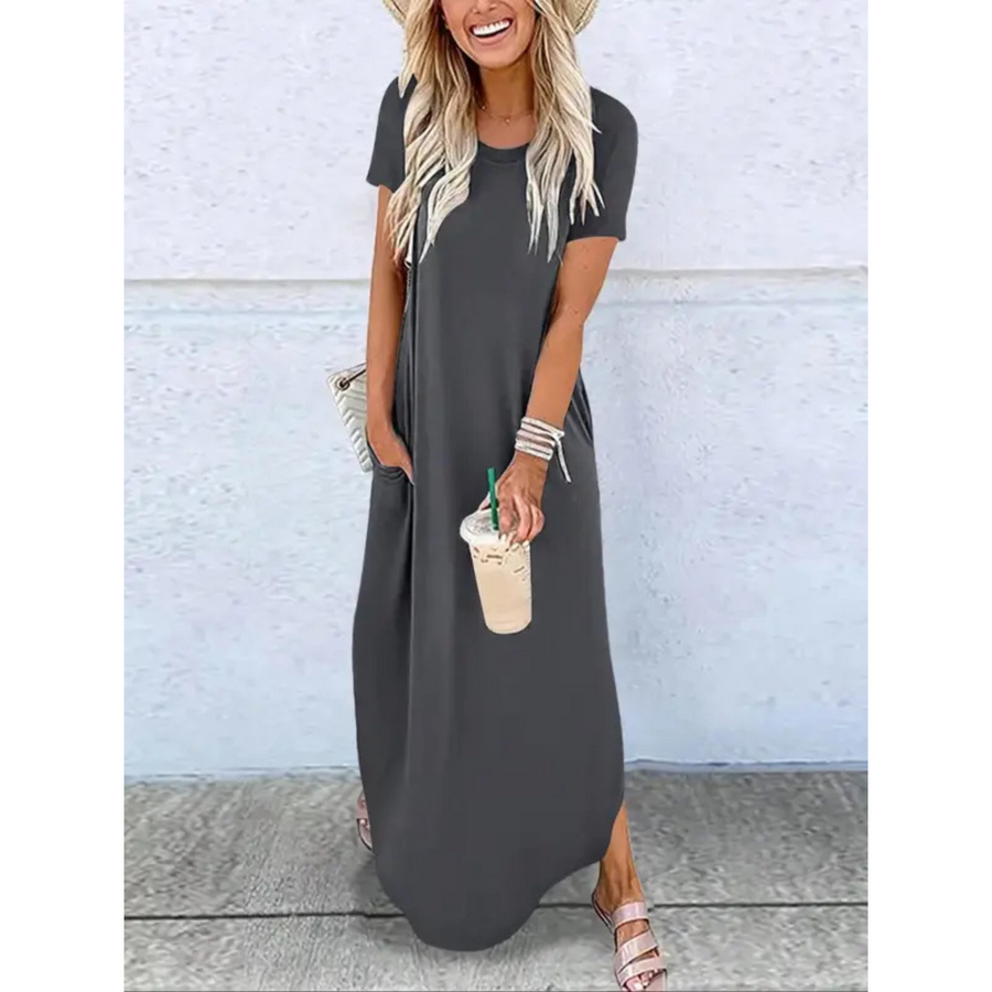 Sienna | Women's Round Neck Short Sleeve Maxi Dress