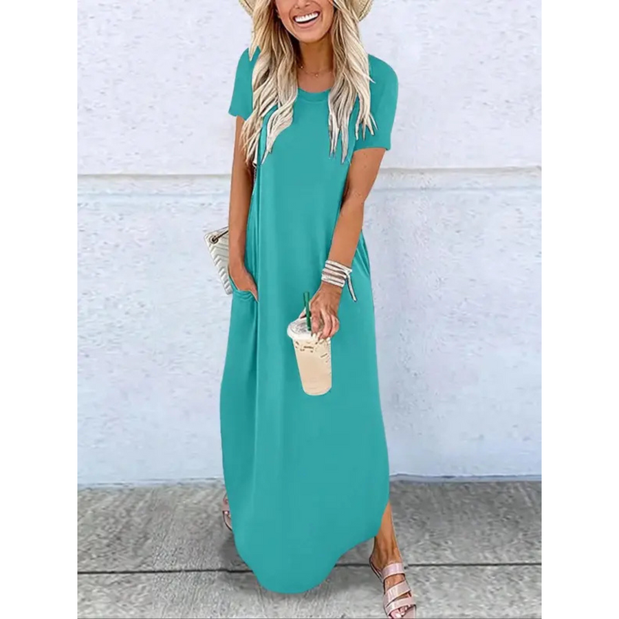 Sienna | Women's Round Neck Short Sleeve Maxi Dress