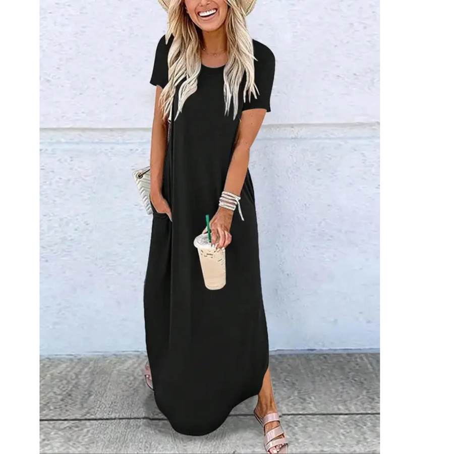 Sienna | Women's Round Neck Short Sleeve Maxi Dress