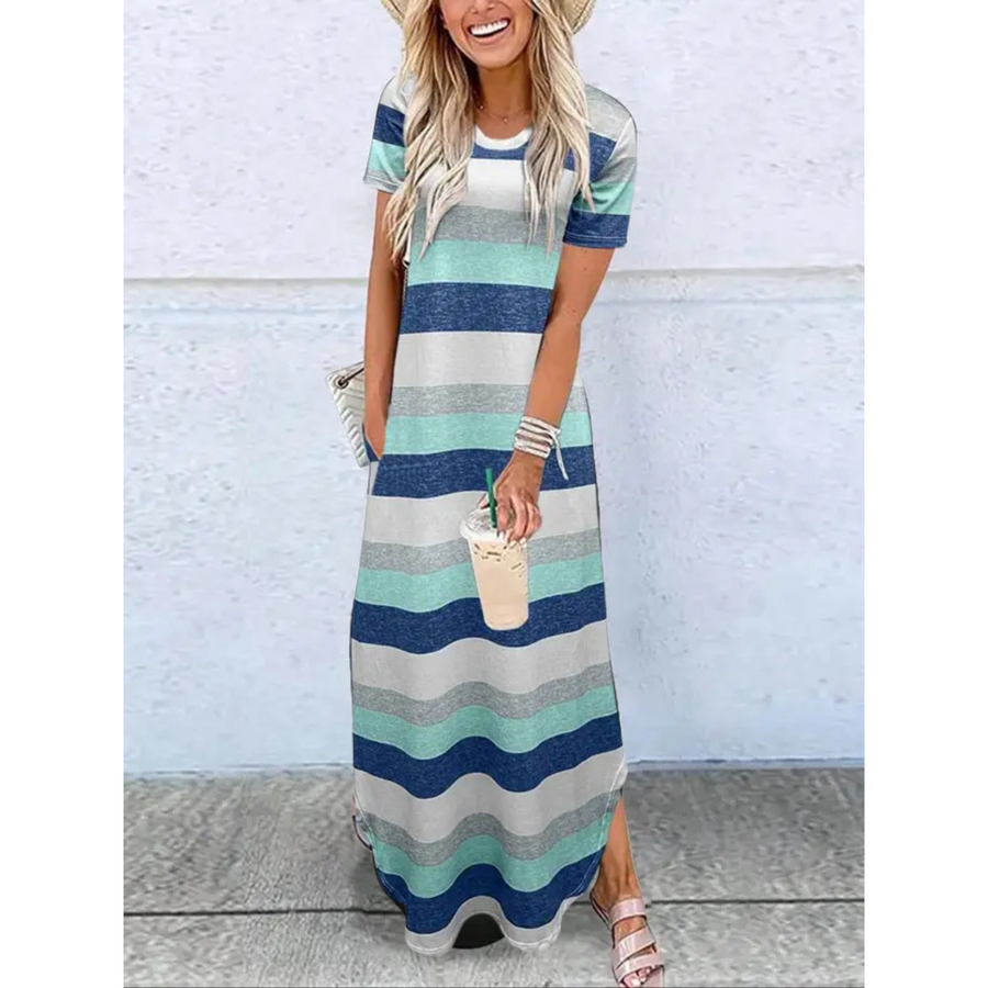 Sienna | Women's Round Neck Short Sleeve Maxi Dress