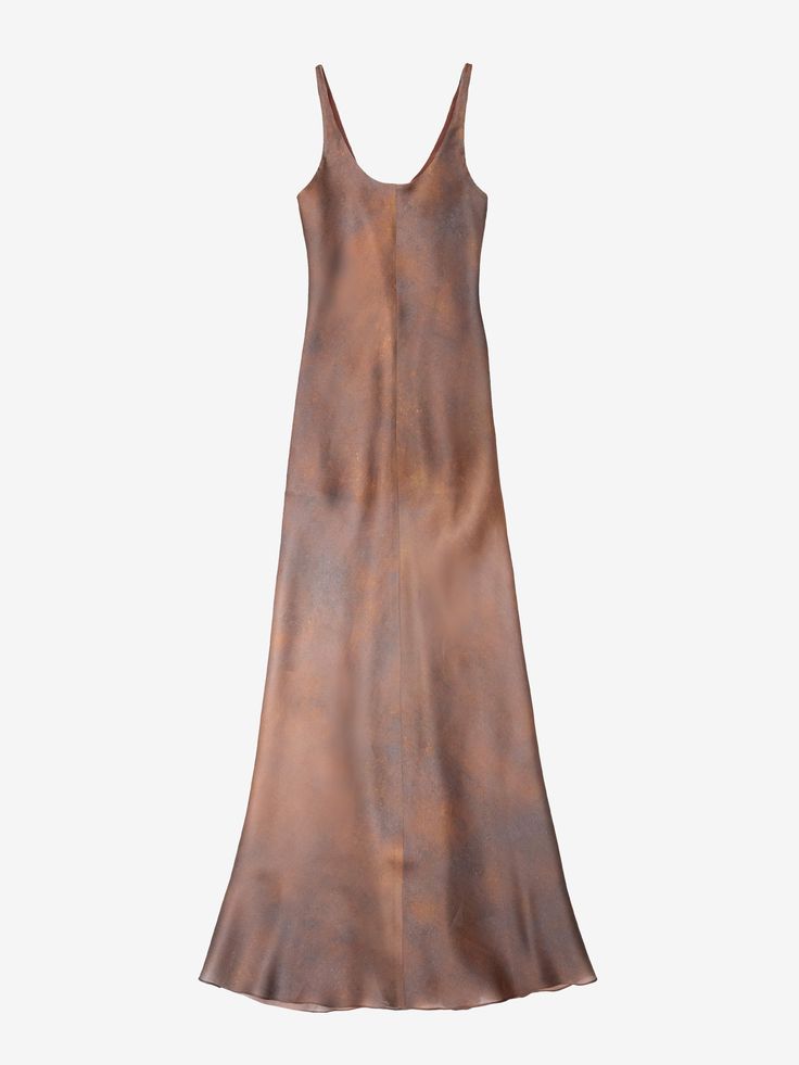 Silk Bias Slip Dress Rust Brown Fr36 (S)