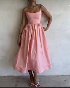 Simple A Line Spaghetti Straps Pink Satin Prom Dress Birthday Outfit