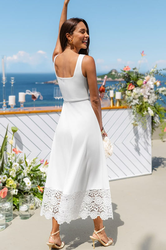 Slow Burn White Midi Dress