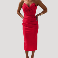 Solange | Women's Strapless Ruched Bodycon Midi Dress