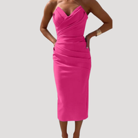 Solange | Women's Strapless Ruched Bodycon Midi Dress