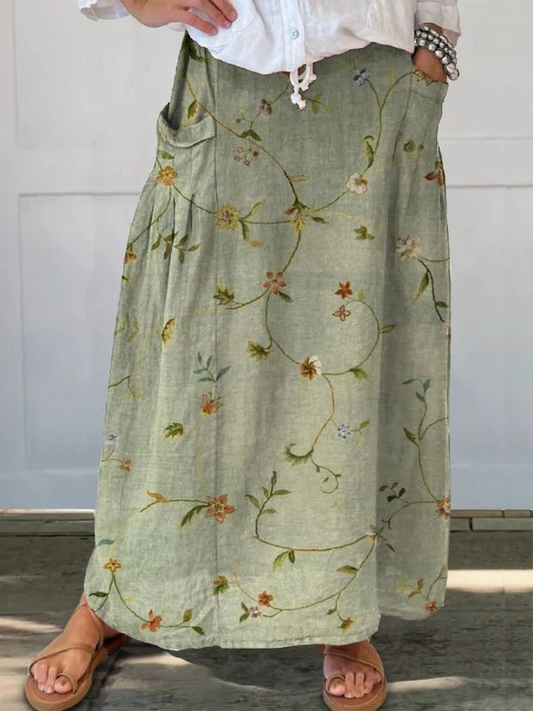 Solara | Women's Floral Elastic Waist Maxi Skirt