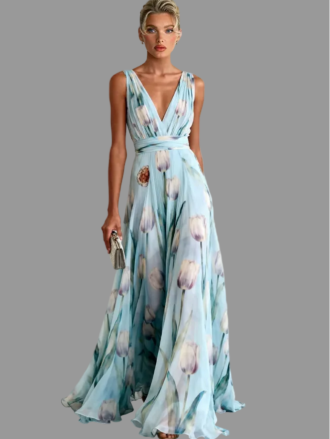 Soraya | Women's Floral Sleeveless V-Neck Maxi Dress