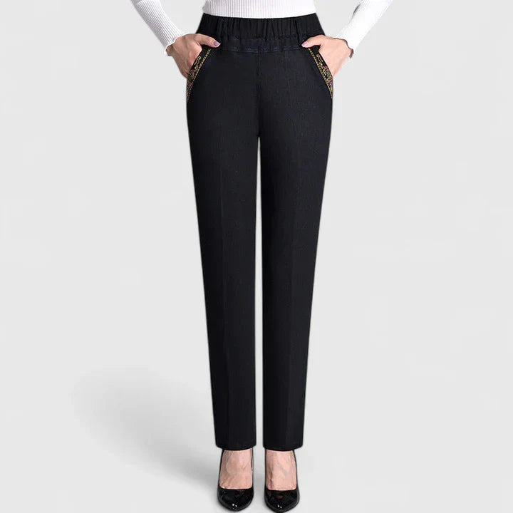Floralyssa | Comfortable Pants Black (Normal thickness)