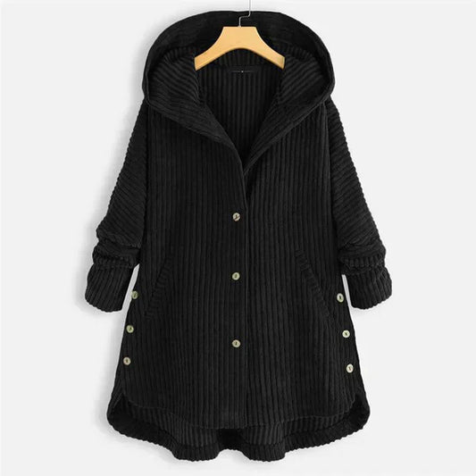 Niah - Cosy Hooded Coat Black