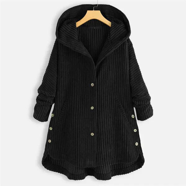 Niah - Cosy Hooded Coat Black