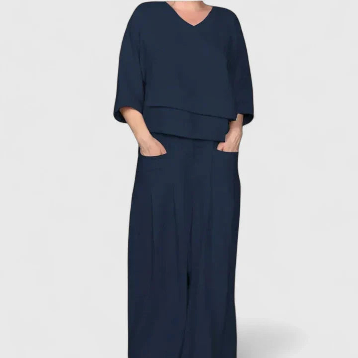 Zaryphina | Comfortable Two-Piece Set Dark Blue
