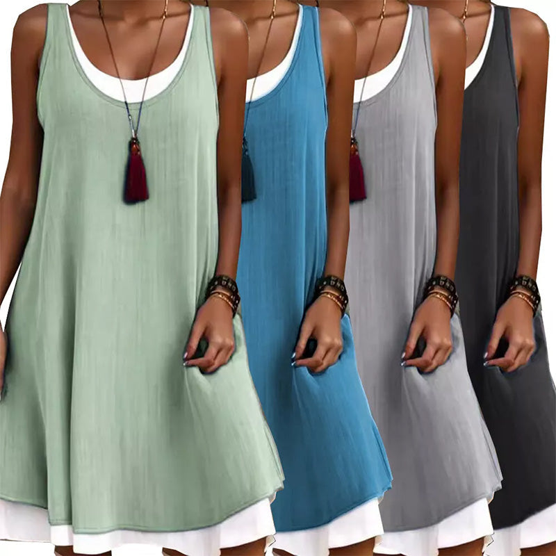Rae – Layered Linen Blend Midi Dress
