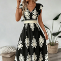 Serenella – Baroque Maxi Dress with V-Neckline