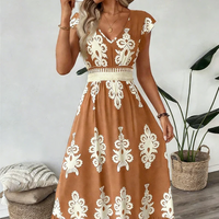 Serenella – Baroque Maxi Dress with V-Neckline