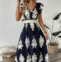Serenella – Baroque Maxi Dress with V-Neckline