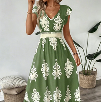 Serenella – Baroque Maxi Dress with V-Neckline