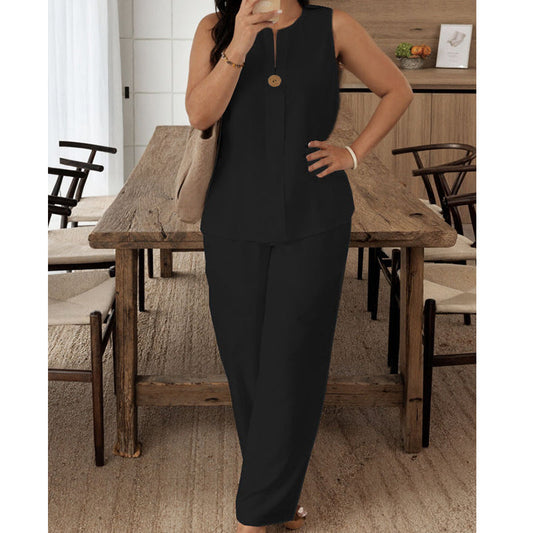 Nivara – Elegant Sleeveless Wide-Leg Co-Ord Set