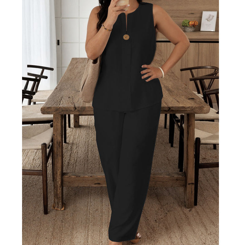 Nivara – Elegant Sleeveless Wide-Leg Co-Ord Set