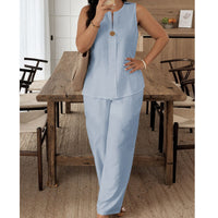 Nivara – Elegant Sleeveless Wide-Leg Co-Ord Set