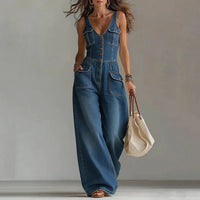Melody - Sleeveless Denim V-Neck Jumpsuit