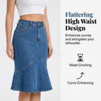 Immy - High-Waisted Denim Midi Skirt