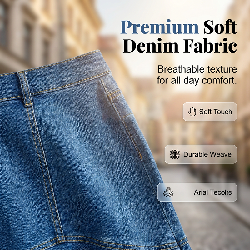 Immy - High-Waisted Denim Midi Skirt