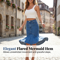Immy - High-Waisted Denim Midi Skirt