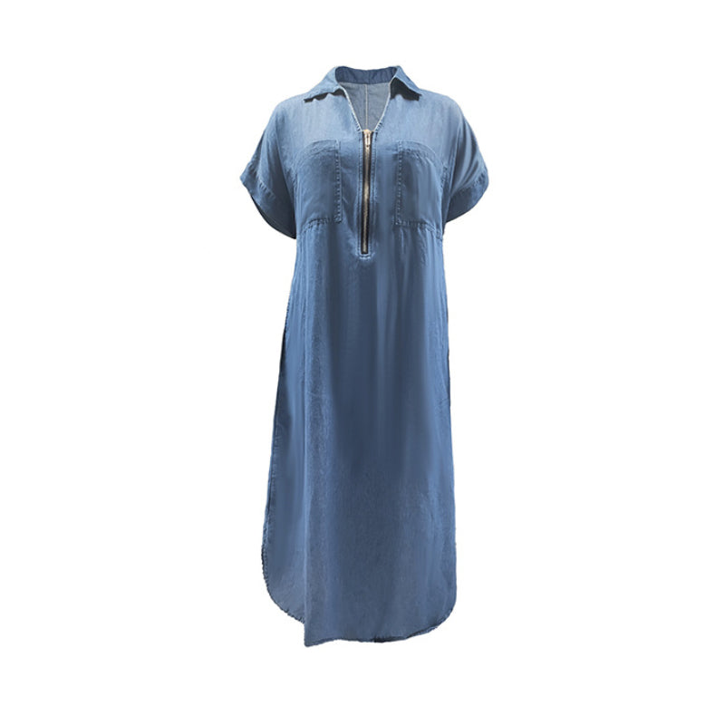 Saskia – Denim Shirt Dress with Zip