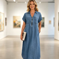 Saskia – Denim Shirt Dress with Zip