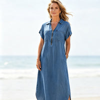 Saskia – Denim Shirt Dress with Zip