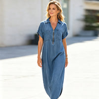 Saskia – Denim Shirt Dress with Zip