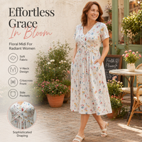 Carlotta - V-Neck Floral Wrap Midi Dress