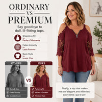 Elena - Lace Cold-Shoulder V-Neck Top