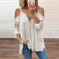Elena - Lace Cold-Shoulder V-Neck Top