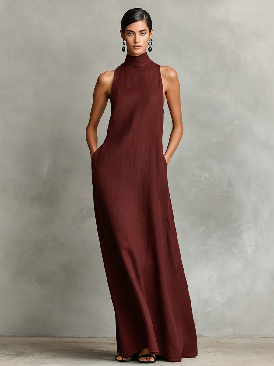 Tiffany - Minimalist Maxi Dress with Pockets